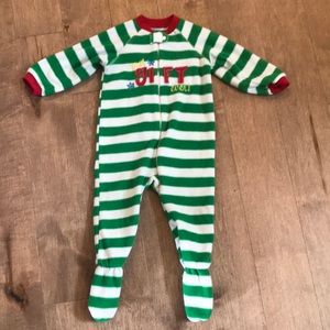 Christmas sleeper pyjamas green white stripes